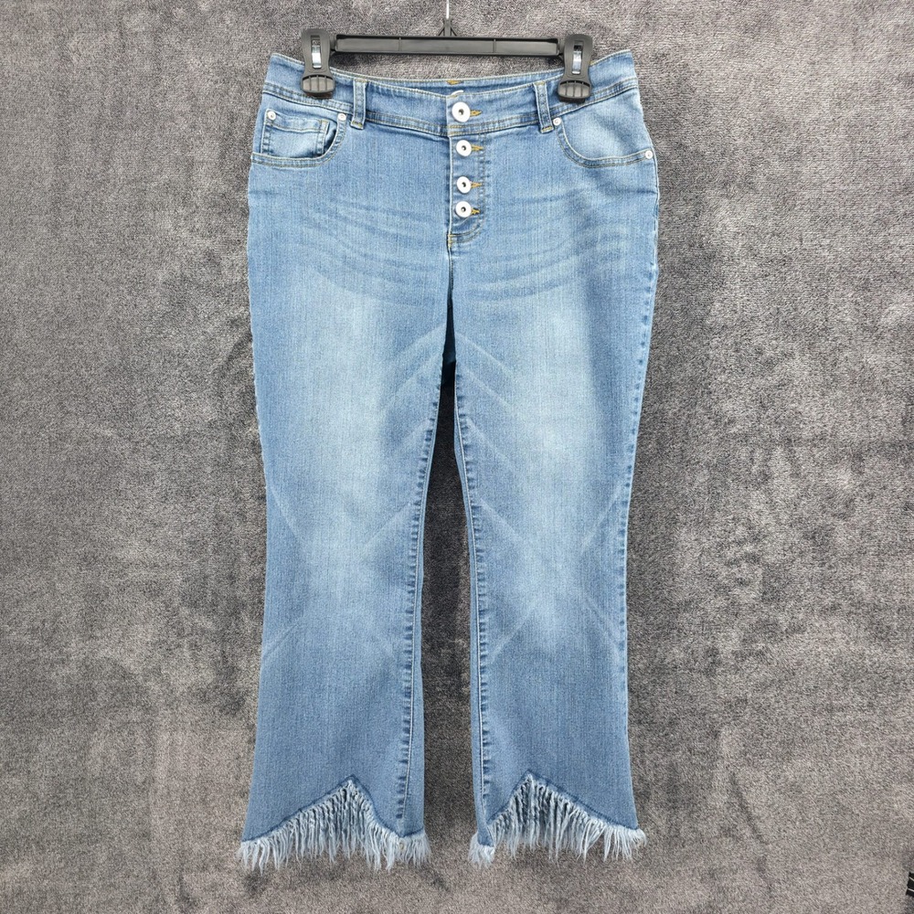 Inc Denim Crop Bootcut Jeans 4 Fringe Hem Coastal Cowgirl Western Boho